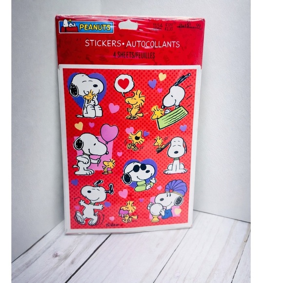 Hallmark Other - Vintage Hallmark Peanuts Snoopy & Woodstock Valentine Stickers 4 Full Sheets NEW